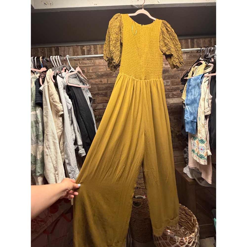 Free People Temperly Puff Sleeve Wide Leg Jumpsuit Size M - Picture 8 of 8